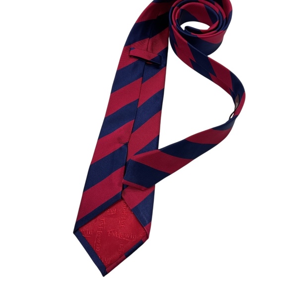 T. M. LEWIN Blue/Red Striped Silk DESIGNER Tie HANDMADE - Picture 2 of 6